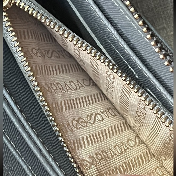 Prada Gray Saffiano Lux Zip-Around Wallet - Picture 9 of 10
